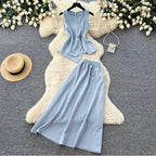 Casual Vest & Skirt Simple Design 2Pcs