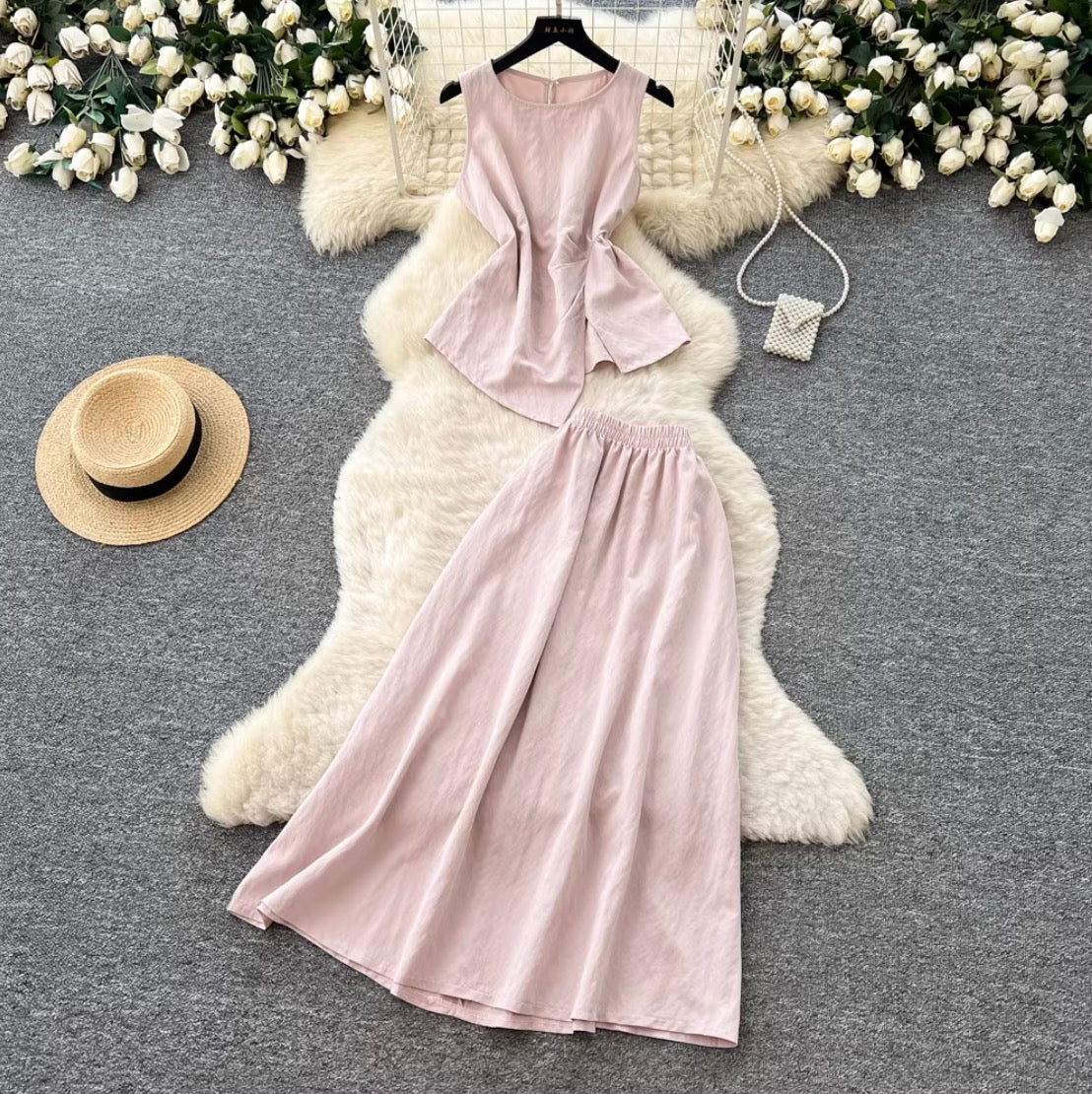 Casual Vest & Skirt Simple Design 2Pcs