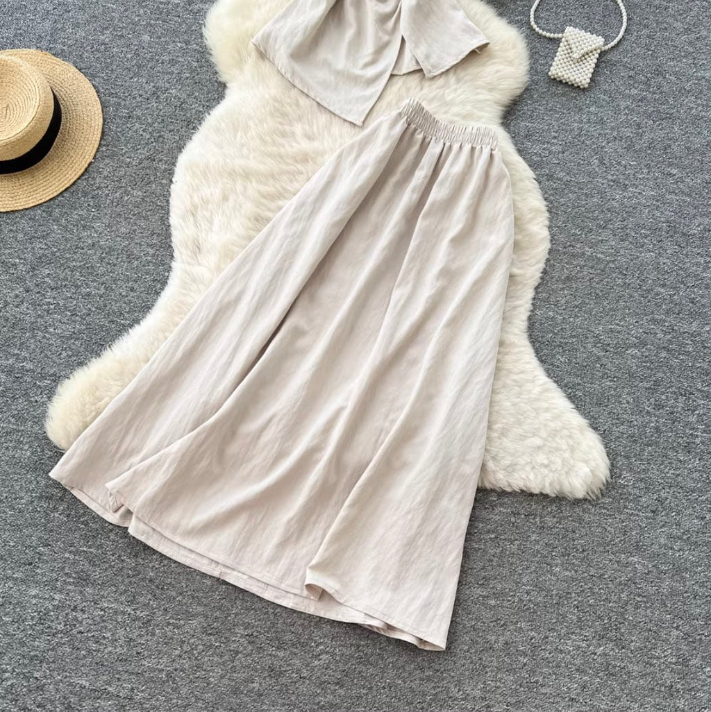 Casual Vest & Skirt Simple Design 2Pcs