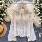 Embroidered Hooded Lace Shirt