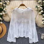 Embroidered Hooded Lace Shirt
