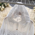 Embroidered Hooded Lace Shirt