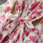 French Style Floral Shirt Dress 2Pcs