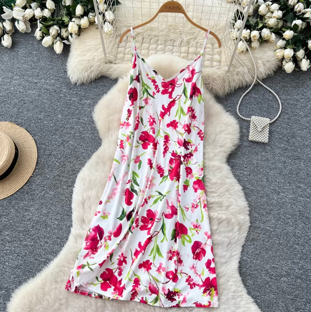 French Style Floral Shirt Dress 2Pcs