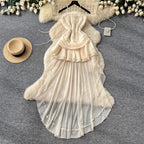 Niche Lace Patchwork Mesh Dress