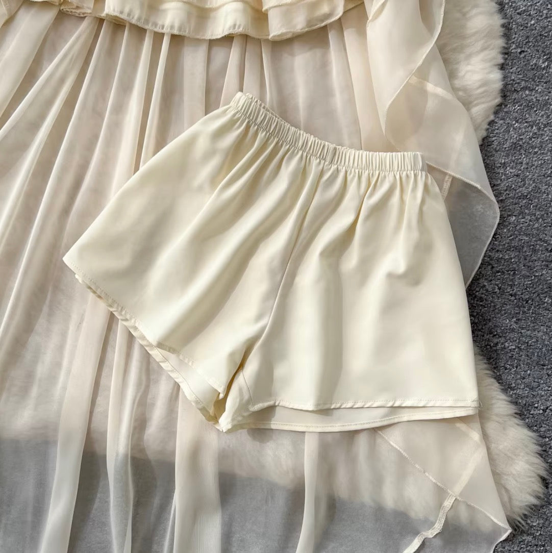 Niche Lace Patchwork Mesh Dress