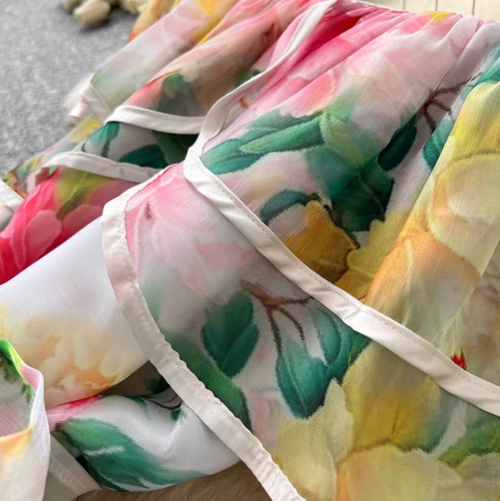 Fairy Colorful Floral Bustier Dress