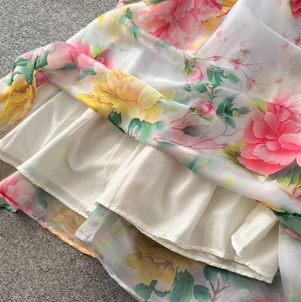 Fairy Colorful Floral Bustier Dress