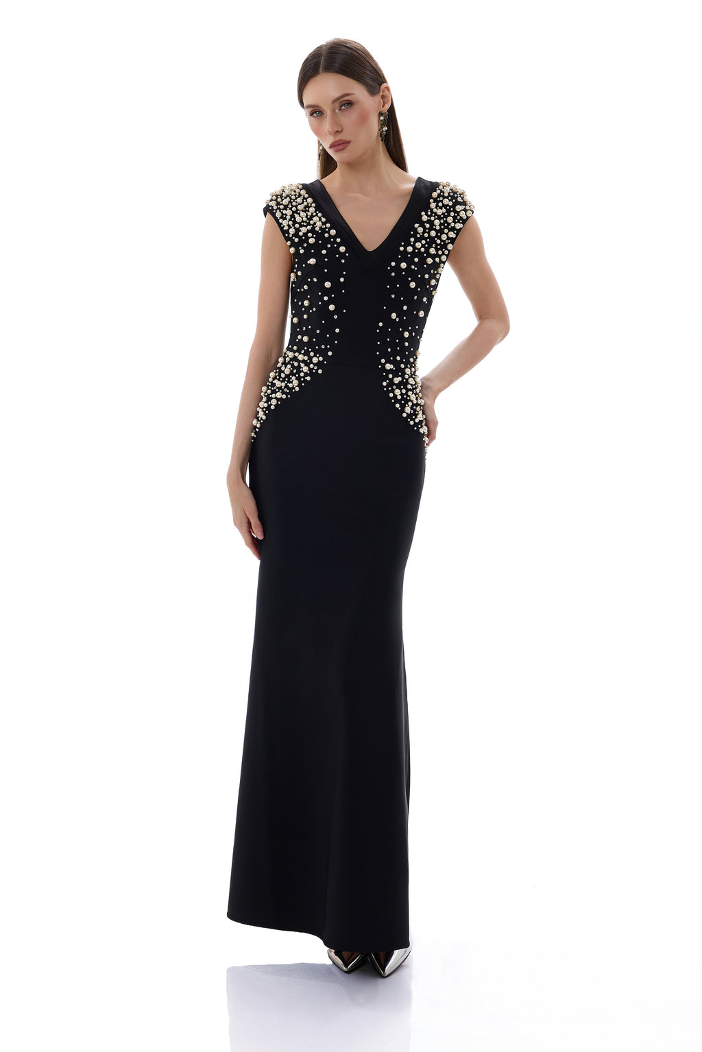 Bandage Rivet V-Neck Midi Dress