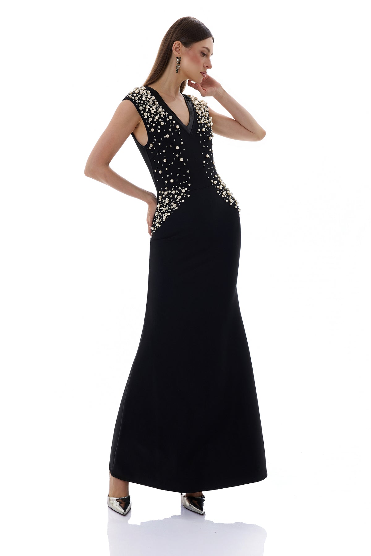 Bandage Rivet V-Neck Midi Dress