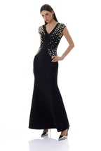 Bandage Rivet V-Neck Midi Dress