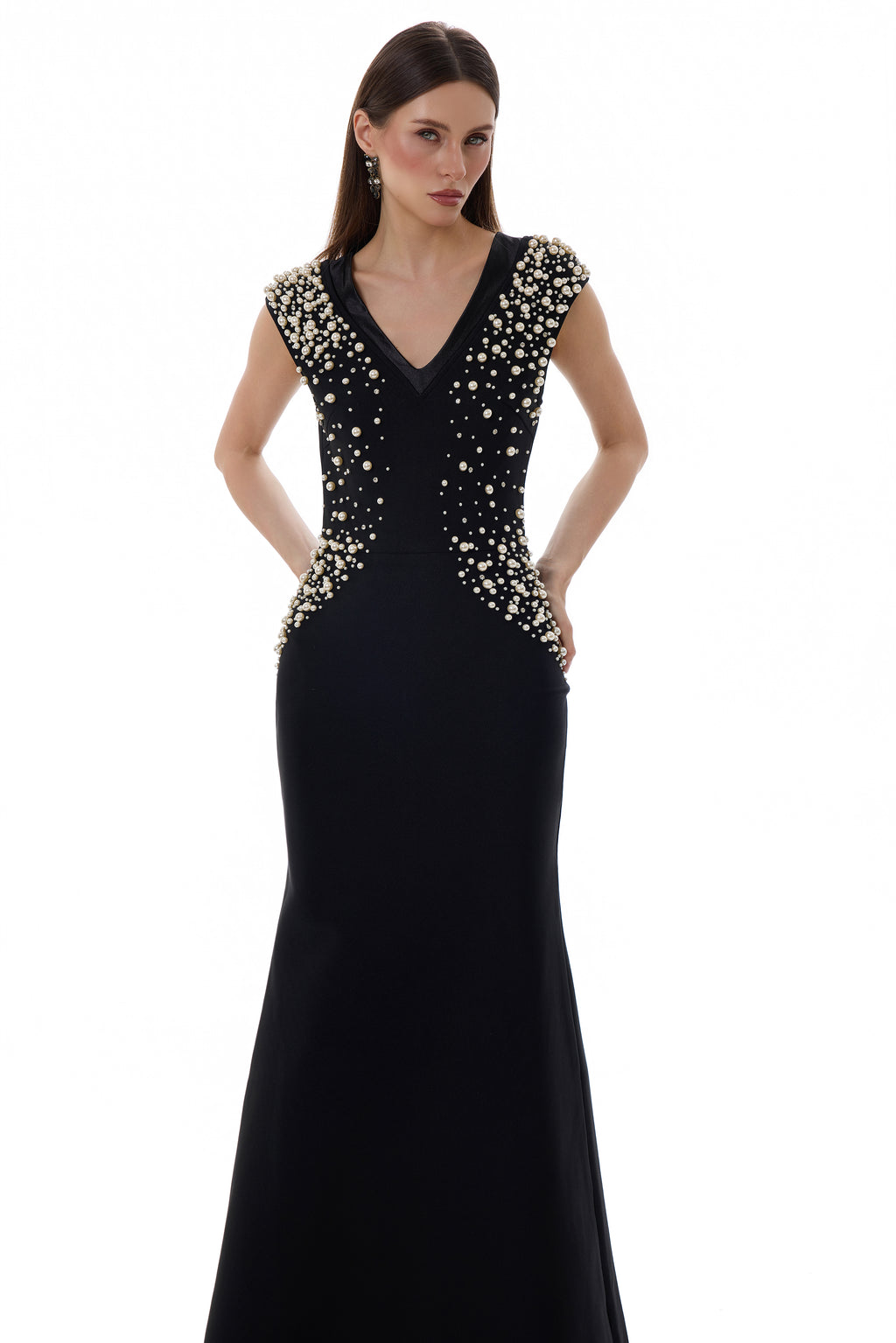 Bandage Rivet V-Neck Midi Dress