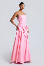 Satin Splicing Sequin Off Shoulder Maxi Dress