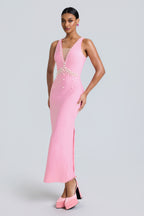 Bandage Rivet V-Neck Midi Dress