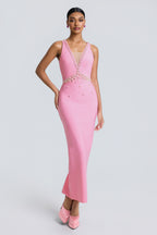 Bandage Rivet V-Neck Midi Dress