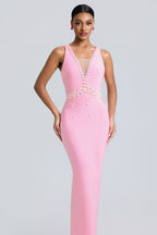 Bandage Rivet V-Neck Midi Dress