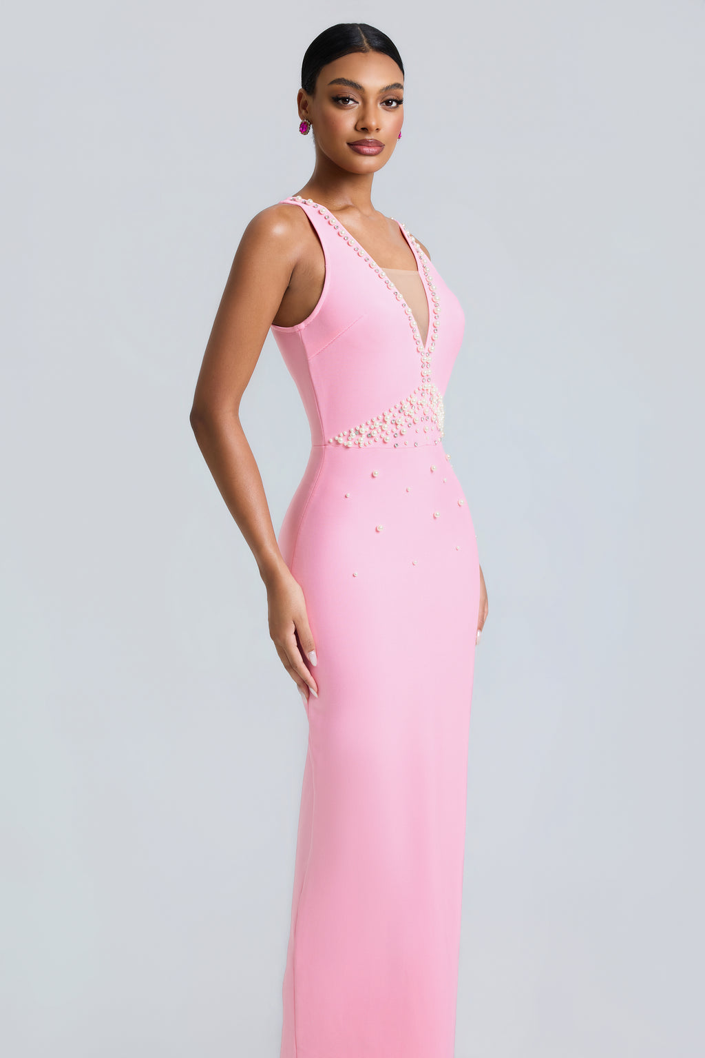 Bandage Rivet V-Neck Midi Dress