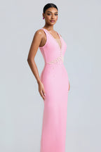 Bandage Rivet V-Neck Midi Dress