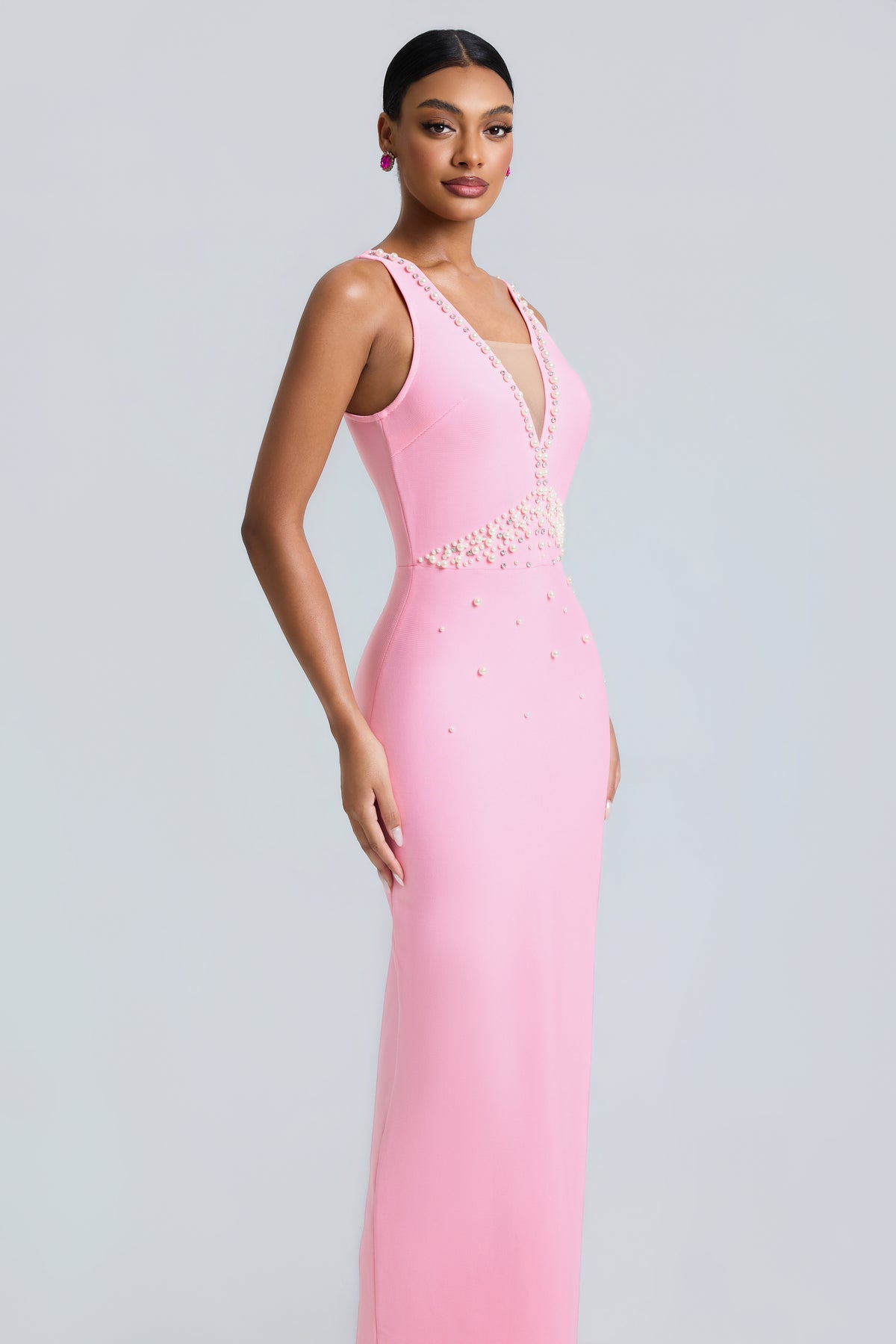 Bandage Rivet V-Neck Midi Dress