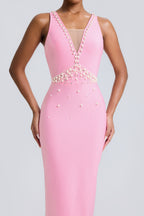 Bandage Rivet V-Neck Midi Dress