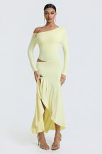 Jersey Metal Decorations Cut-Out Midi Dress