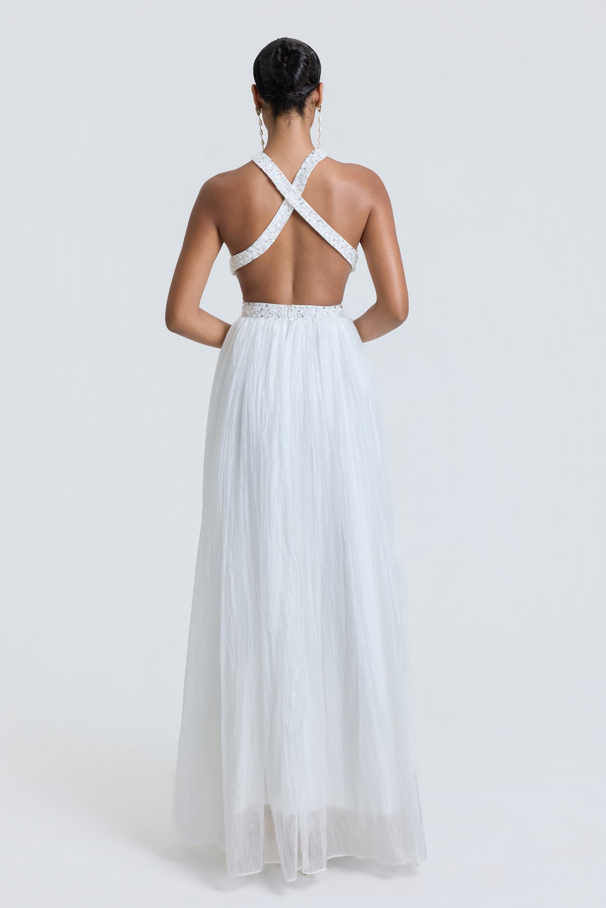 Rivet Halter Neck Backlss Maxi Dress