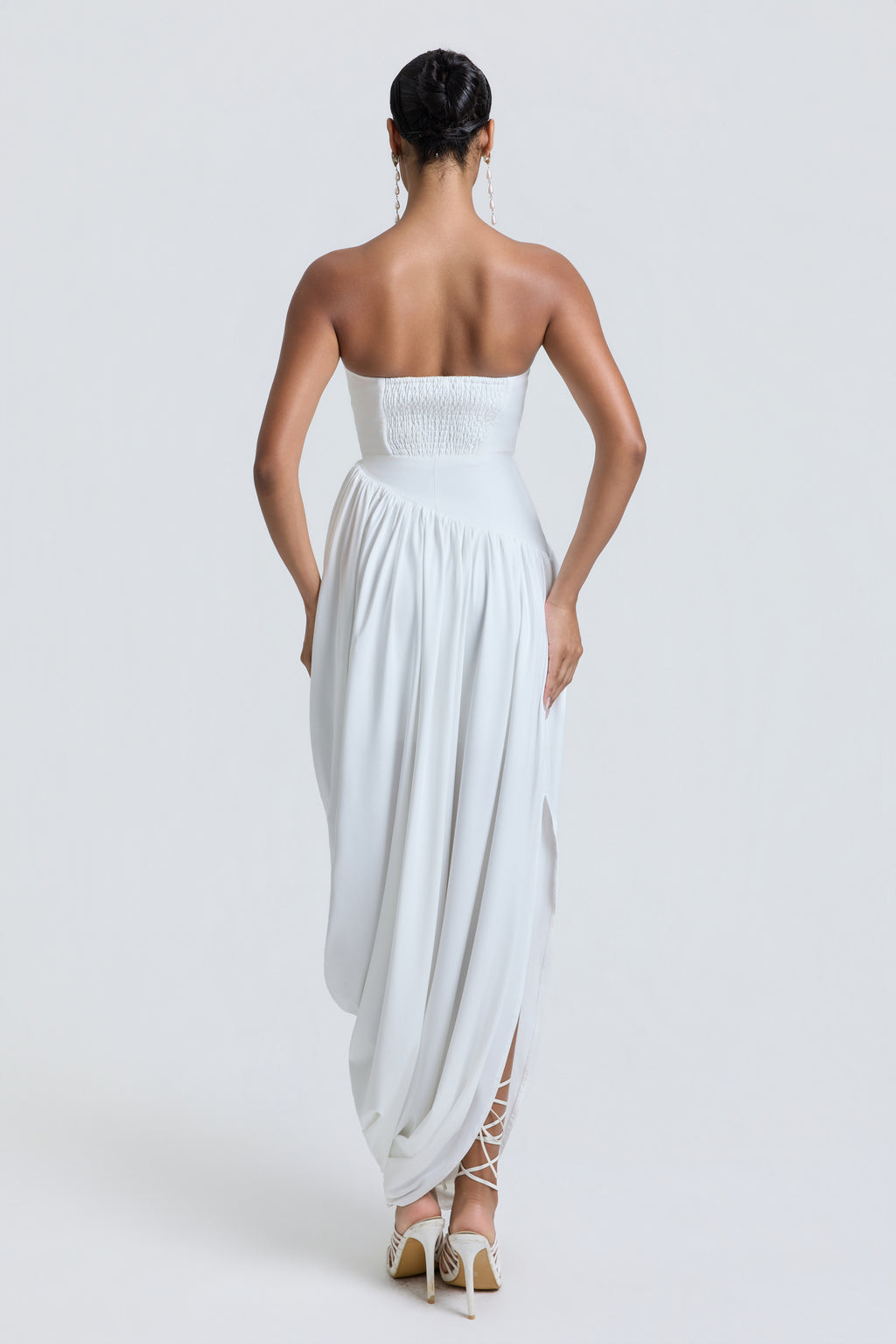 Jersey Off Shoulder Slit Midi Dress