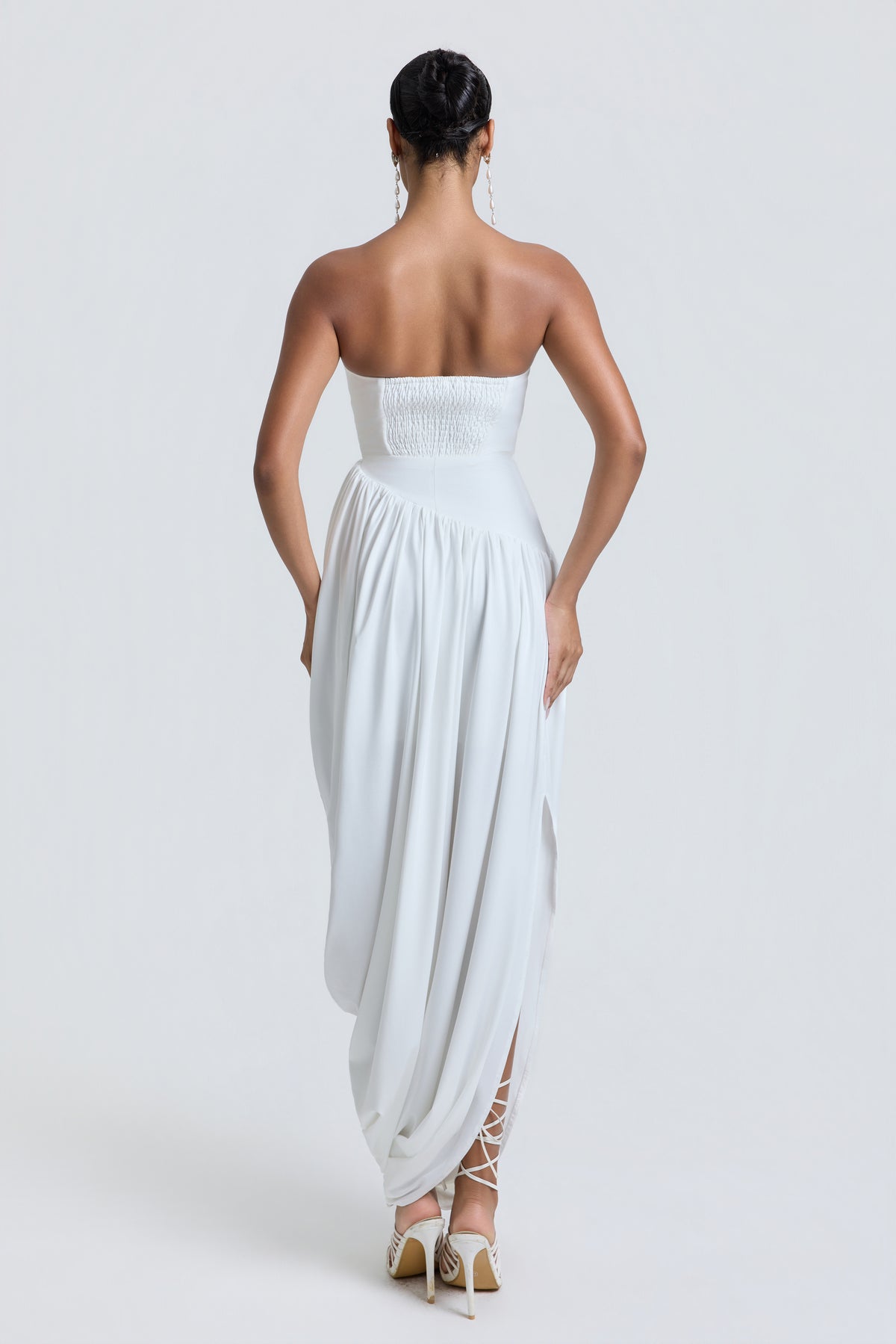 Jersey Off Shoulder Slit Midi Dress