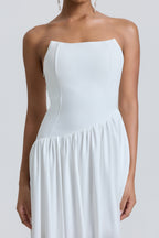 Jersey Off Shoulder Slit Midi Dress