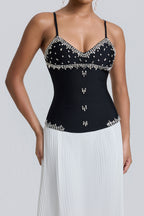 Bandage Splicing Chiffon Rhinestone Rivets Midi Dress