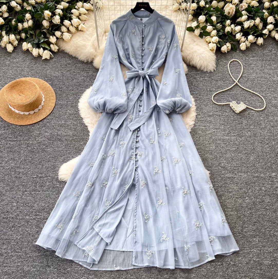 French Style Embroidered A-line Dress