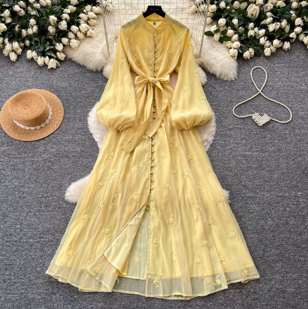 French Style Embroidered A-line Dress