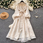 French Style Embroidered A-line Dress