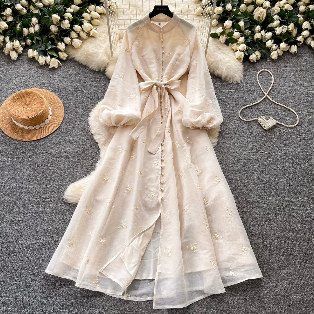 French Style Embroidered A-line Dress
