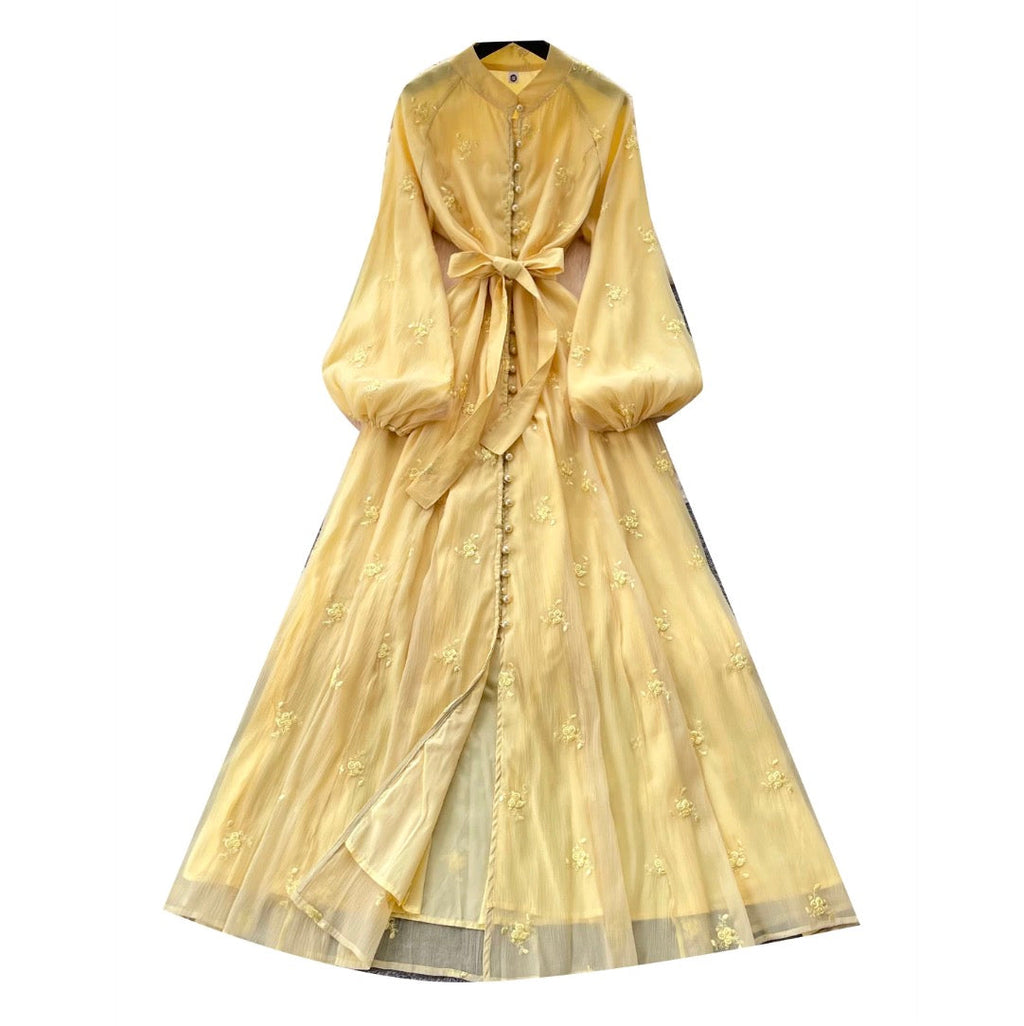 French Style Embroidered A-line Dress
