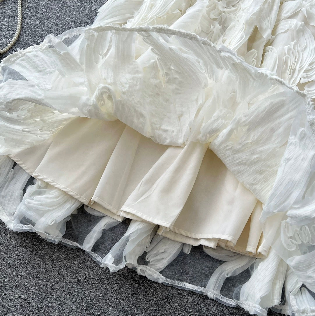 Vintage 3D Crochet Puffy Skirt