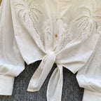 Niche Design V-neck Hollowed Shirt