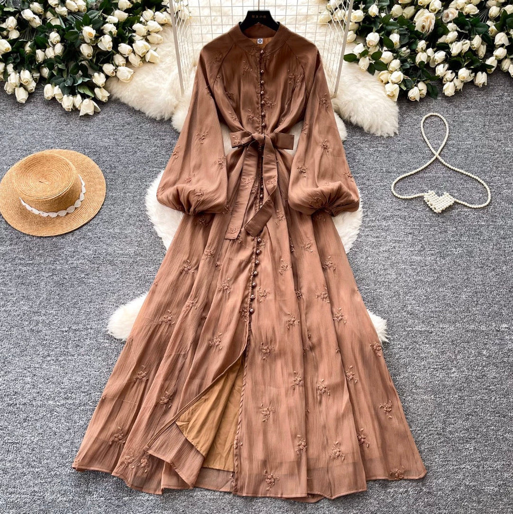 French Style Embroidered A-line Dress