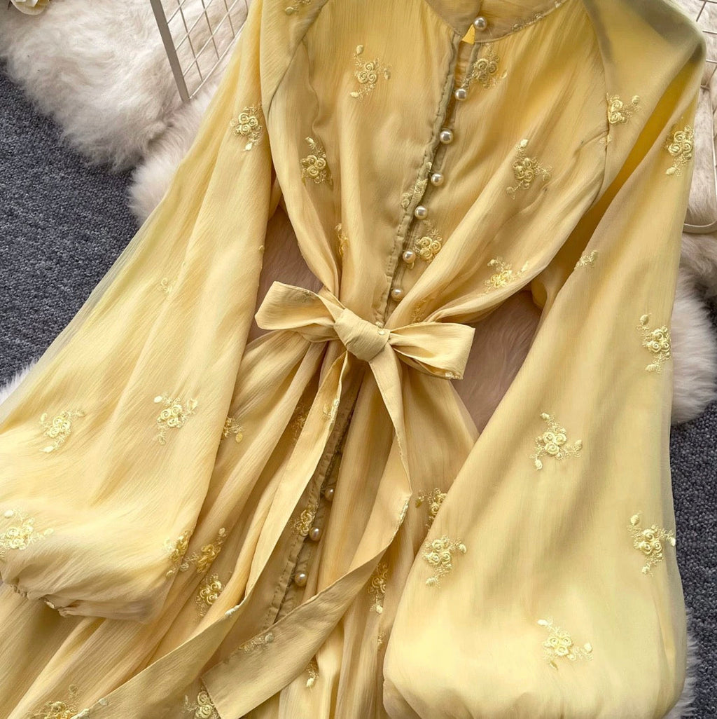 French Style Embroidered A-line Dress