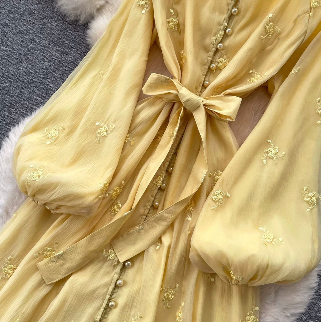French Style Embroidered A-line Dress