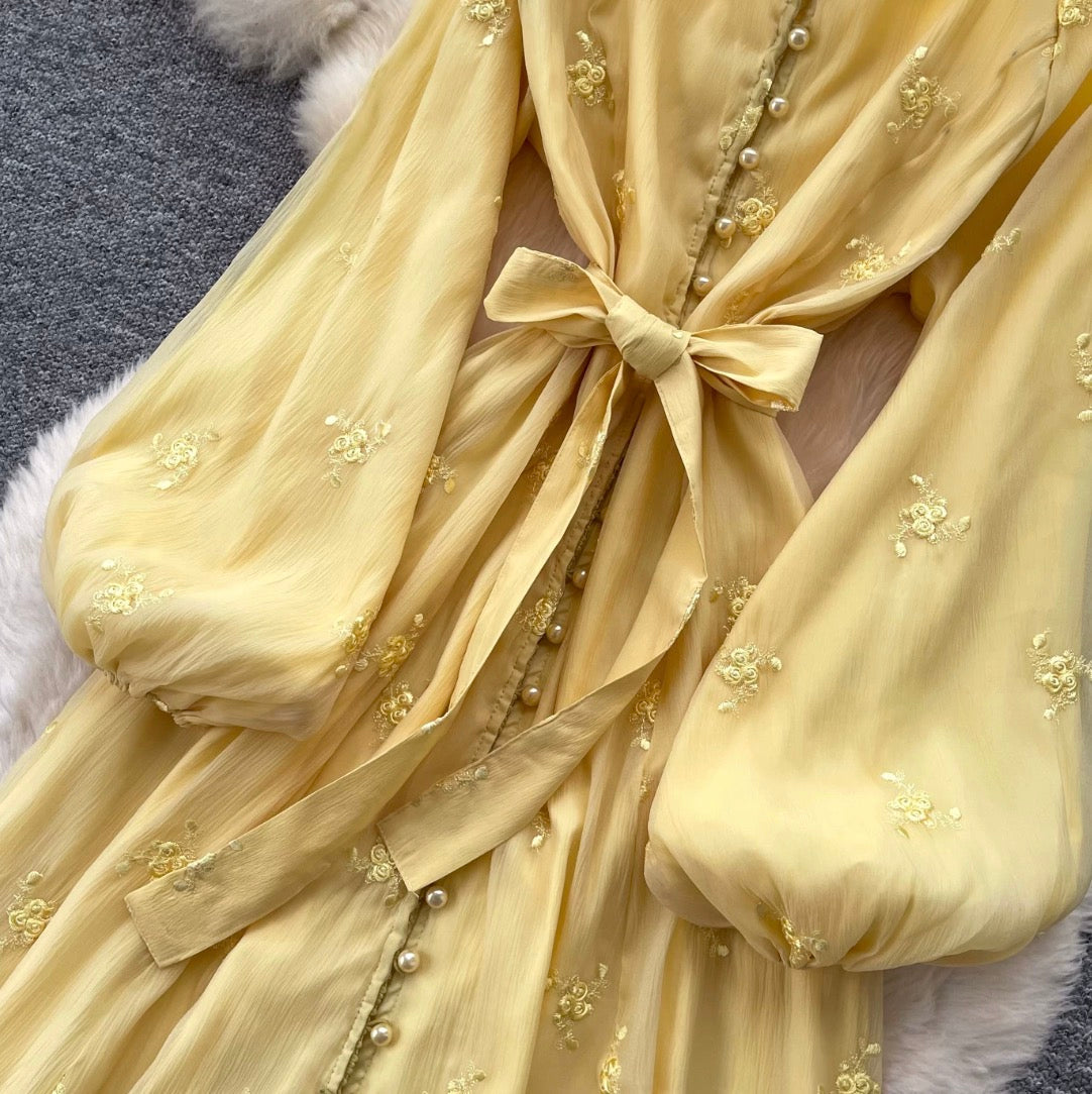 French Style Embroidered A-line Dress