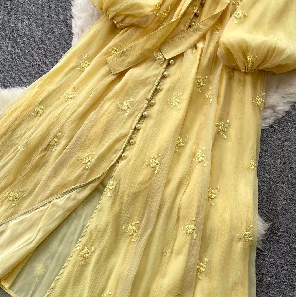 French Style Embroidered A-line Dress