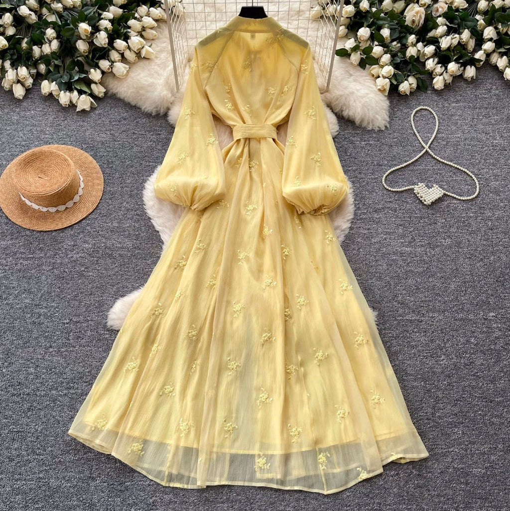 French Style Embroidered A-line Dress