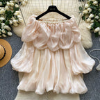 Off Shoulder Satin Ruffled Top