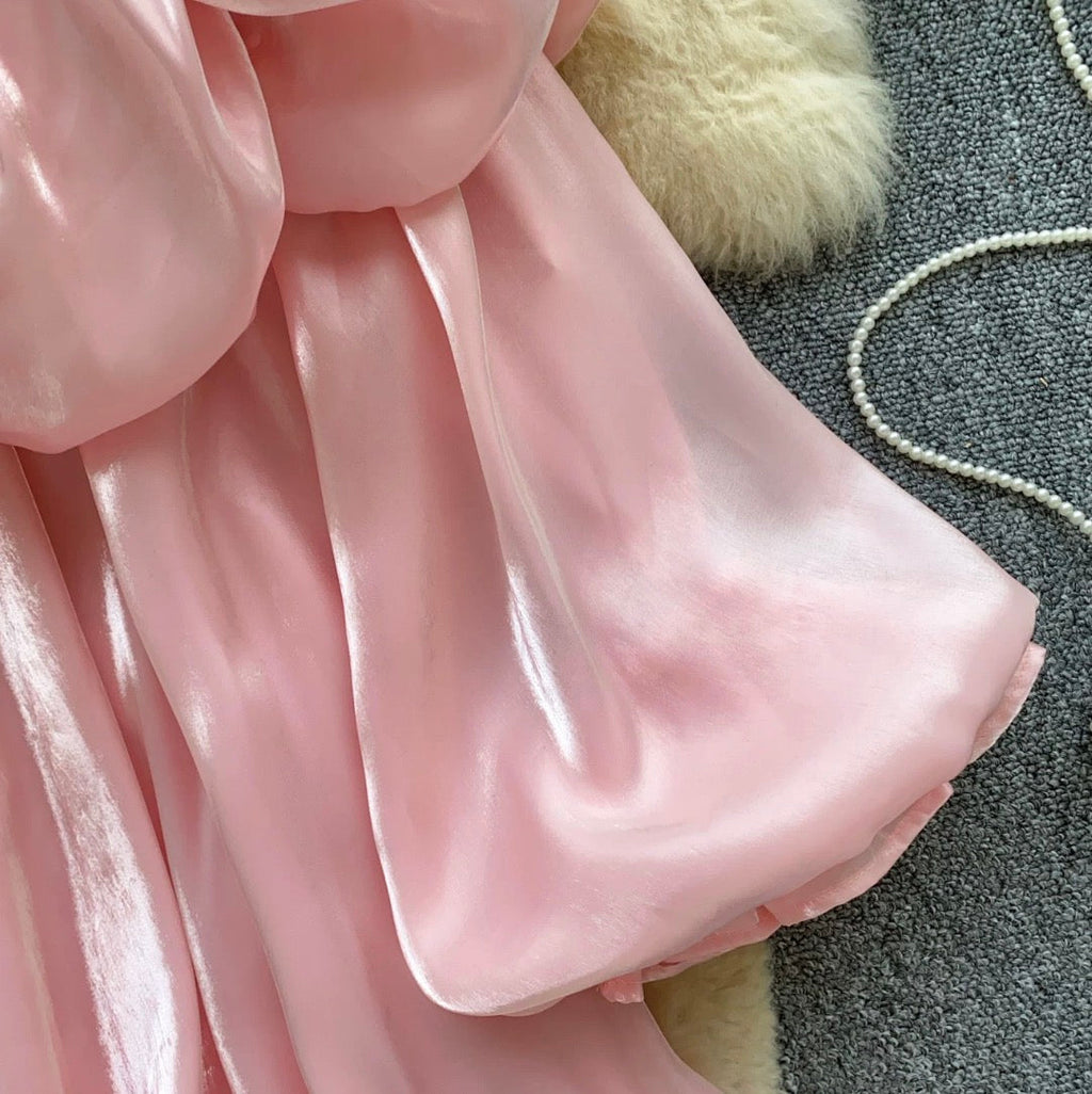 Off Shoulder Satin Ruffled Top