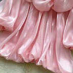 Off Shoulder Satin Ruffled Top