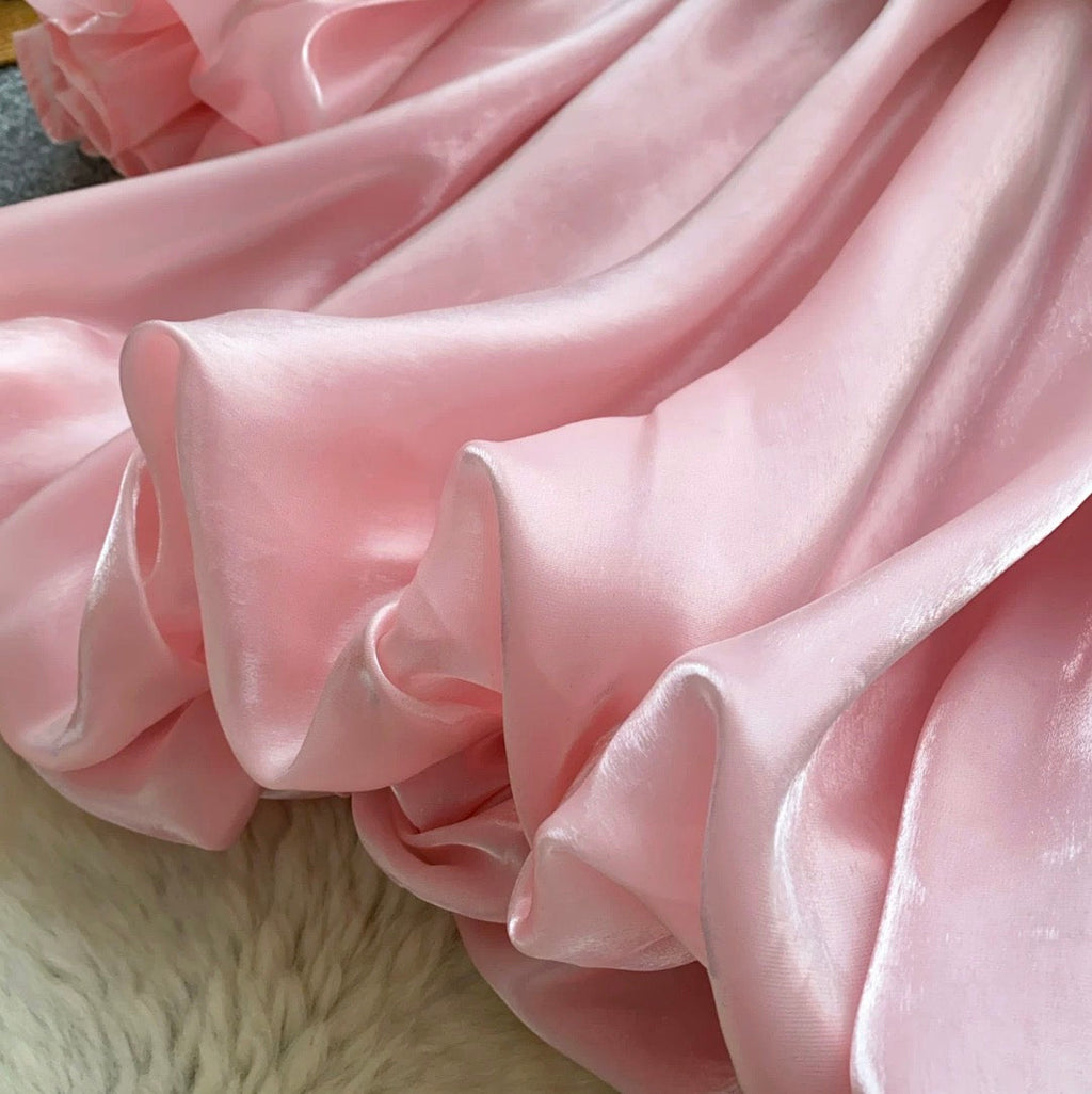 Off Shoulder Satin Ruffled Top