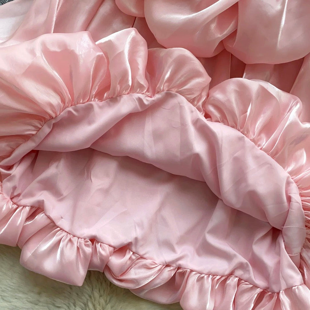 Off Shoulder Satin Ruffled Top