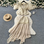 Vest & Skirt Lace Patchwork 2Pcs