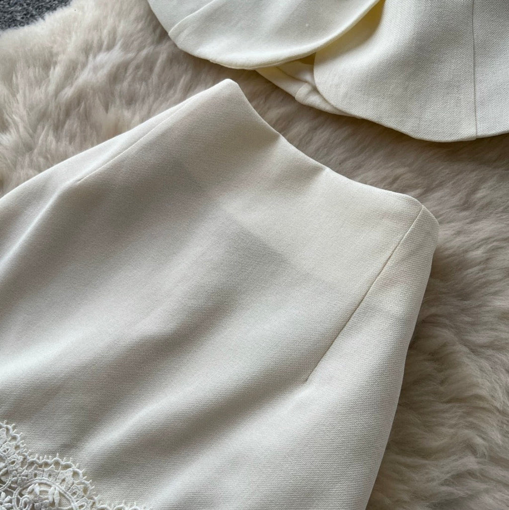 Vest & Skirt Lace Patchwork 2Pcs